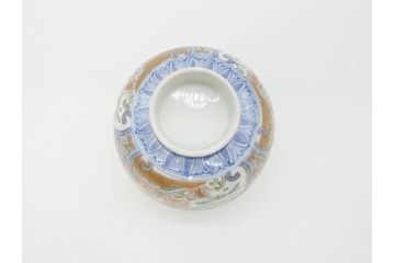 幕末〜明治期　伊万里　金彩　約14cm　4.4寸　華やかな色絵が食卓に彩を与える蓋付き茶碗3客セット(獅子、松竹、和食器、四寸四分)(R-070637)