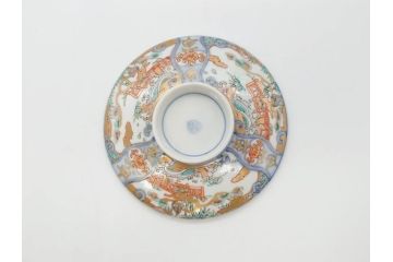 幕末〜明治期　伊万里　金彩　約14cm　4.4寸　華やかな色絵が食卓に彩を与える蓋付き茶碗3客セット(獅子、松竹、和食器、四寸四分)(R-070637)