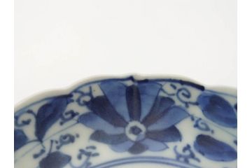 江戸期　古伊万里　染付　約16cm　5.1寸　縁起のいい絵柄が魅力的な中皿5枚セット(寿字、和食器、和皿、五寸一分)(R-070638)
