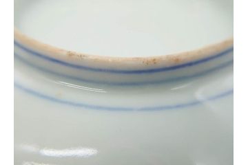 江戸期　古伊万里　染付　約16cm　5.1寸　縁起のいい絵柄が魅力的な中皿5枚セット(寿字、和食器、和皿、五寸一分)(R-070638)
