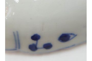 江戸期　古伊万里　染付　約16cm　5.1寸　縁起のいい絵柄が魅力的な中皿5枚セット(寿字、和食器、和皿、五寸一分)(R-070639)
