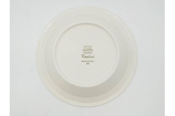ARABIA FINLAND　Krokus(クロッカス)　シンプルなデザインで取り入れやすいスーププレート2枚&持ち手付きボウルセット(スープ皿、グラタン皿、グリーン・ブルーライン、アラビア、フィンランド、北欧食器)(R-070641)