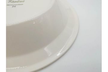 ARABIA FINLAND　Krokus(クロッカス)　シンプルなデザインで取り入れやすいスーププレート2枚&持ち手付きボウルセット(スープ皿、グラタン皿、グリーン・ブルーライン、アラビア、フィンランド、北欧食器)(R-070641)