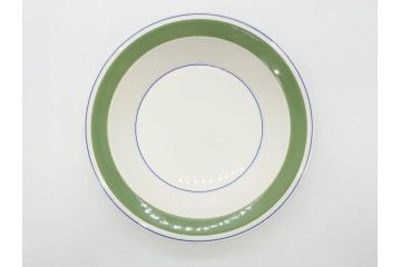 ARABIA FINLAND　Krokus(クロッカス)　シンプルなデザインで取り入れやすいスーププレート2枚&持ち手付きボウルセット(スープ皿、グラタン皿、グリーン・ブルーライン、アラビア、フィンランド、北欧食器)(R-070641)