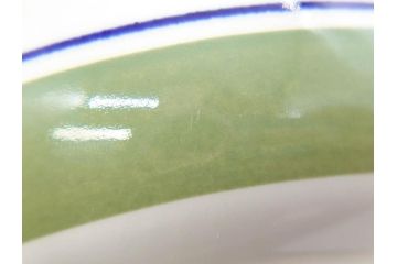 ARABIA FINLAND　Krokus(クロッカス)　シンプルなデザインで取り入れやすいスーププレート2枚&持ち手付きボウルセット(スープ皿、グラタン皿、グリーン・ブルーライン、アラビア、フィンランド、北欧食器)(R-070641)