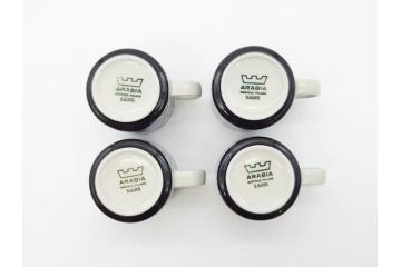 ARABIA FINLAND　saara(サーラ)　大胆に描かれた花模様と深みのある色合いが素敵なカップ&ソーサー4客セット(アラビア、フィンランド、北欧食器、C&S)(R-070642)