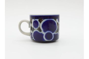 ARABIA FINLAND　saara(サーラ)　大胆に描かれた花模様と深みのある色合いが素敵なカップ&ソーサー4客セット(アラビア、フィンランド、北欧食器、C&S)(R-070642)
