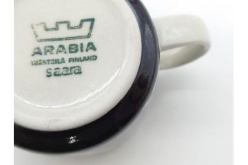 ARABIA FINLAND　saara(サーラ)　大胆に描かれた花模様と深みのある色合いが素敵なカップ&ソーサー4客セット(アラビア、フィンランド、北欧食器、C&S)(R-070642)