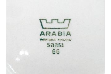ARABIA FINLAND　saara(サーラ)　大胆に描かれた花模様と深みのある色合いが素敵なカップ&ソーサー4客セット(アラビア、フィンランド、北欧食器、C&S)(R-070642)