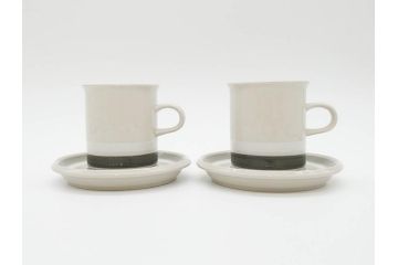 ARABIA FINLAND　salla(サーラ)　優しい色合いが落ち着いた雰囲気を醸し出すカップ&ソーサー2客セット(アラビア、フィンランド、北欧食器、C&S)(R-070643)