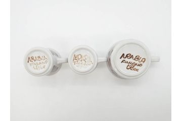 ARABIA FINLAND　Rosmarin(ロスマリン)　Ulla Procope(ウラ・プロコッペ)　温かみのあるブラウン色が魅力のティーカップ・コーヒーカップ&ソーサー3客セット(アラビア、フィンランド、Sモデル、北欧食器、C&S、ローズマリー)(R-070645)