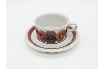 ARABIA FINLAND　Rosmarin(ロスマリン)　Ulla Procope(ウラ・プロコッペ)　温かみのあるブラウン色が魅力のティーカップ・コーヒーカップ&ソーサー3客セット(アラビア、フィンランド、Sモデル、北欧食器、C&S、ローズマリー)(R-070645)
