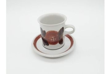 ARABIA FINLAND　Rosmarin(ロスマリン)　Ulla Procope(ウラ・プロコッペ)　温かみのあるブラウン色が魅力のティーカップ・コーヒーカップ&ソーサー3客セット(アラビア、フィンランド、Sモデル、北欧食器、C&S、ローズマリー)(R-070645)