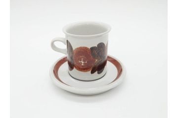 ARABIA FINLAND　Rosmarin(ロスマリン)　Ulla Procope(ウラ・プロコッペ)　温かみのあるブラウン色が魅力のティーカップ・コーヒーカップ&ソーサー3客セット(アラビア、フィンランド、Sモデル、北欧食器、C&S、ローズマリー)(R-070645)