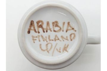 ARABIA FINLAND　Rosmarin(ロスマリン)　Ulla Procope(ウラ・プロコッペ)　温かみのあるブラウン色が魅力のティーカップ・コーヒーカップ&ソーサー3客セット(アラビア、フィンランド、Sモデル、北欧食器、C&S、ローズマリー)(R-070645)
