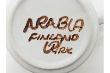 ARABIA FINLAND　Rosmarin(ロスマリン)　Ulla Procope(ウラ・プロコッペ)　温かみのあるブラウン色が魅力のティーカップ・コーヒーカップ&ソーサー3客セット(アラビア、フィンランド、Sモデル、北欧食器、C&S、ローズマリー)(R-070645)