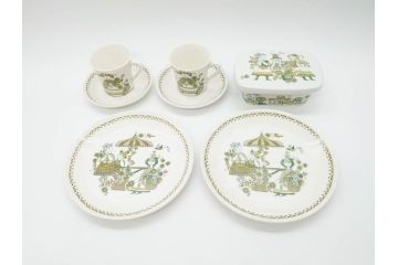Figgjo(フィッギオ)　Market(マーケット)　可愛らしいデザインが食卓のアクセントになるカップ&ソーサー2客・プレート2枚・バターケースセット(C&S、皿、北欧食器、Turi design)(R-070646)