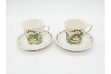 Figgjo(フィッギオ)　Market(マーケット)　可愛らしいデザインが食卓のアクセントになるカップ&ソーサー2客・プレート2枚・バターケースセット(C&S、皿、北欧食器、Turi design)(R-070646)
