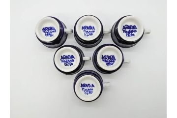 ARABIA FINLAND　Valencia (バレンシア)　Ulla Procope(ウラ・プロコッペ)　美しい青色が上品な雰囲気を高めるカップ&ソーサー6客セット(アラビア、フィンランド、北欧食器、C&S)(R-070652)