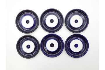 ARABIA FINLAND　Valencia (バレンシア)　Ulla Procope(ウラ・プロコッペ)　美しい青色が上品な雰囲気を高めるカップ&ソーサー6客セット(アラビア、フィンランド、北欧食器、C&S)(R-070652)