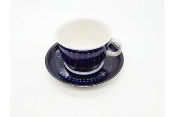 ARABIA FINLAND　Valencia (バレンシア)　Ulla Procope(ウラ・プロコッペ)　美しい青色が上品な雰囲気を高めるカップ&ソーサー6客セット(アラビア、フィンランド、北欧食器、C&S)(R-070652)