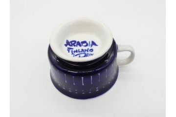 ARABIA FINLAND　Valencia (バレンシア)　Ulla Procope(ウラ・プロコッペ)　美しい青色が上品な雰囲気を高めるカップ&ソーサー6客セット(アラビア、フィンランド、北欧食器、C&S)(R-070652)