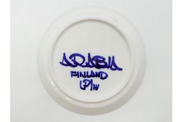 ARABIA FINLAND　Valencia (バレンシア)　Ulla Procope(ウラ・プロコッペ)　美しい青色が上品な雰囲気を高めるカップ&ソーサー6客セット(アラビア、フィンランド、北欧食器、C&S)(R-070652)