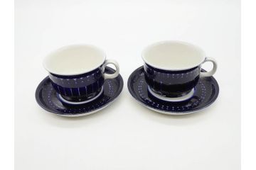 ARABIA FINLAND　Valencia (バレンシア)　Ulla Procope(ウラ・プロコッペ)　美しい青色が上品な雰囲気を高めるカップ&ソーサー6客セット(アラビア、フィンランド、北欧食器、C&S)(R-070652)