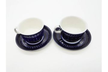 ARABIA FINLAND　Valencia (バレンシア)　Ulla Procope(ウラ・プロコッペ)　美しい青色が上品な雰囲気を高めるカップ&ソーサー6客セット(アラビア、フィンランド、北欧食器、C&S)(R-070652)