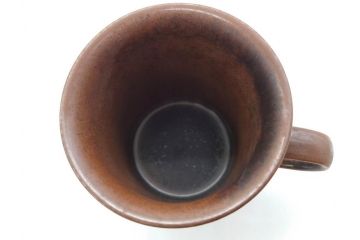 ARABIA FINLAND　Ruska(ルスカ)　Ulla Procope(ウラ・プロコッペ)　一つ一つ違う模様が魅力的で温かみのあるコーヒーカップ&ソーサー4客セット(アラビア、フィンランド、Sモデル、北欧食器、C&S)(R-070653)