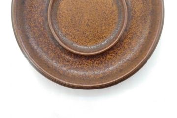 ARABIA FINLAND　Ruska(ルスカ)　Ulla Procope(ウラ・プロコッペ)　一つ一つ違う模様が魅力的で温かみのあるコーヒーカップ&ソーサー4客セット(アラビア、フィンランド、Sモデル、北欧食器、C&S)(R-070653)