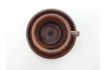 ARABIA FINLAND　Ruska(ルスカ)　Ulla Procope(ウラ・プロコッペ)　一つ一つ違う模様が魅力的で温かみのあるコーヒーカップ&ソーサー4客セット(アラビア、フィンランド、Sモデル、北欧食器、C&S)(R-070653)