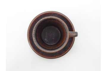 ARABIA FINLAND　Ruska(ルスカ)　Ulla Procope(ウラ・プロコッペ)　一つ一つ違う模様が魅力的で温かみのあるコーヒーカップ&ソーサー4客セット(アラビア、フィンランド、Sモデル、北欧食器、C&S)(R-070653)