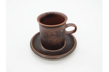 ARABIA FINLAND　Ruska(ルスカ)　Ulla Procope(ウラ・プロコッペ)　一つ一つ違う模様が魅力的で温かみのあるコーヒーカップ&ソーサー4客セット(アラビア、フィンランド、Sモデル、北欧食器、C&S)(R-070653)