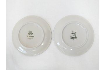 ARABIA FINLAND　Karelia(カレリア)　シンプルかつ存在感のある佇まいが魅力的なカップ&ソーサー2客・プレート5枚セット(アラビア、フィンランド、C&S、スーププレート、スープ皿、北欧食器)(R-070654)
