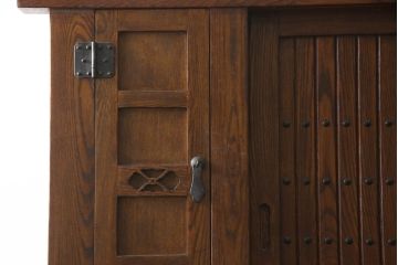 和製ビンテージ　総無垢材　栓材　落ち着いた佇まいが魅力の重ね水屋箪笥(収納箪笥、戸棚、収納棚、食器棚、ヴィンテージ)(R-070694)