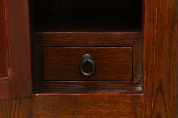 和製ビンテージ　総無垢材　栓材　落ち着いた佇まいが魅力の水屋箪笥サイドボード(引き出し、戸棚、収納棚、食器棚、ヴィンテージ)(R-070695)