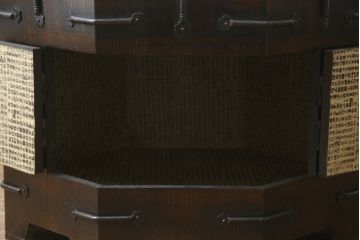 アジアンビンテージ　李朝　八角　深みのある色合いとユニークなデザインが魅力的な収納箱(木箱、小物収納、収納棚、戸棚、サイドテーブル、ヴィンテージ)(R-070703)