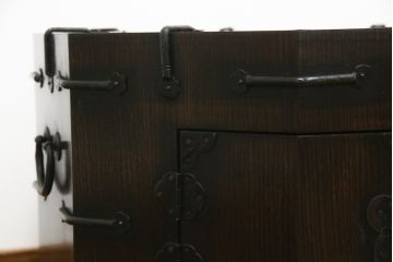 アジアンビンテージ　李朝　八角　深みのある色合いとユニークなデザインが魅力的な収納箱(木箱、小物収納、収納棚、戸棚、サイドテーブル、ヴィンテージ)(R-070703)