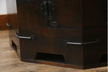 アジアンビンテージ　李朝　八角　深みのある色合いとユニークなデザインが魅力的な収納箱(木箱、小物収納、収納棚、戸棚、サイドテーブル、ヴィンテージ)(R-070703)