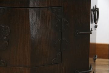 アジアンビンテージ　李朝　八角　深みのある色合いとユニークなデザインが魅力的な収納箱(木箱、小物収納、収納棚、戸棚、サイドテーブル、ヴィンテージ)(R-070703)