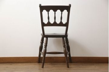 和製ビンテージ　松本民芸家具　#49型A　背もたれの美しいデザインが印象的なワイコムチェア(板座チェア、ダイニングチェア、椅子、イス、ヴィンテージ)(定価約11万円)(R-070707)