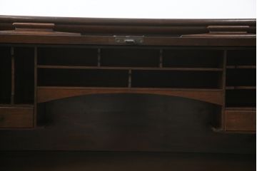 アンティーク家具　ナラ材　大正ロマン香るシックな佇まいのロールトップデスク(両袖机、ワークデスク、在宅用、在宅ワーク)(R-070709)