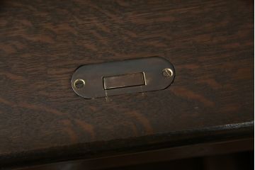 アンティーク家具　ナラ材　大正ロマン香るシックな佇まいのロールトップデスク(両袖机、ワークデスク、在宅用、在宅ワーク)(R-070709)