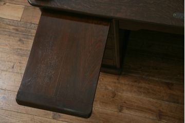 アンティーク家具　ナラ材　大正ロマン香るシックな佇まいのロールトップデスク(両袖机、ワークデスク、在宅用、在宅ワーク)(R-070709)