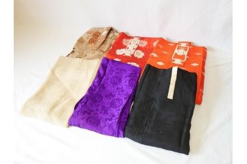 昭和初期　紋白　五条袈裟　七条袈裟など 法衣セット(峯勘商店、峯勘法衣店、僧衣、五条衣、僧侶、仏教、三衣、大僧正)(R-070713)