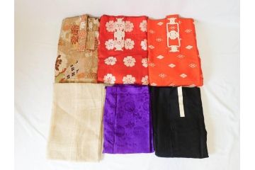 昭和初期　紋白　五条袈裟　七条袈裟など 法衣セット(峯勘商店、峯勘法衣店、僧衣、五条衣、僧侶、仏教、三衣、大僧正)(R-070713)
