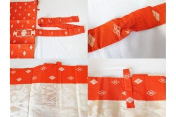 昭和初期　紋白　五条袈裟　七条袈裟など 法衣セット(峯勘商店、峯勘法衣店、僧衣、五条衣、僧侶、仏教、三衣、大僧正)(R-070713)