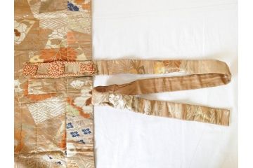 昭和初期　紋白　五条袈裟　七条袈裟など 法衣セット(峯勘商店、峯勘法衣店、僧衣、五条衣、僧侶、仏教、三衣、大僧正)(R-070713)