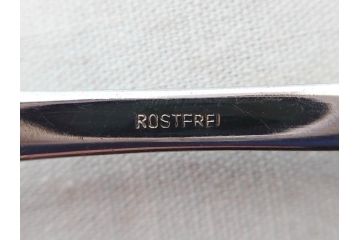 デンマーク　シンプルなデザインで取り入れやすいステンレストレー&ティーポット&ROSTFREIフォーク6本セット(ロストフライ、キッチン雑貨、北欧雑貨、カトラリー、テーブルウェア)(R-070714)